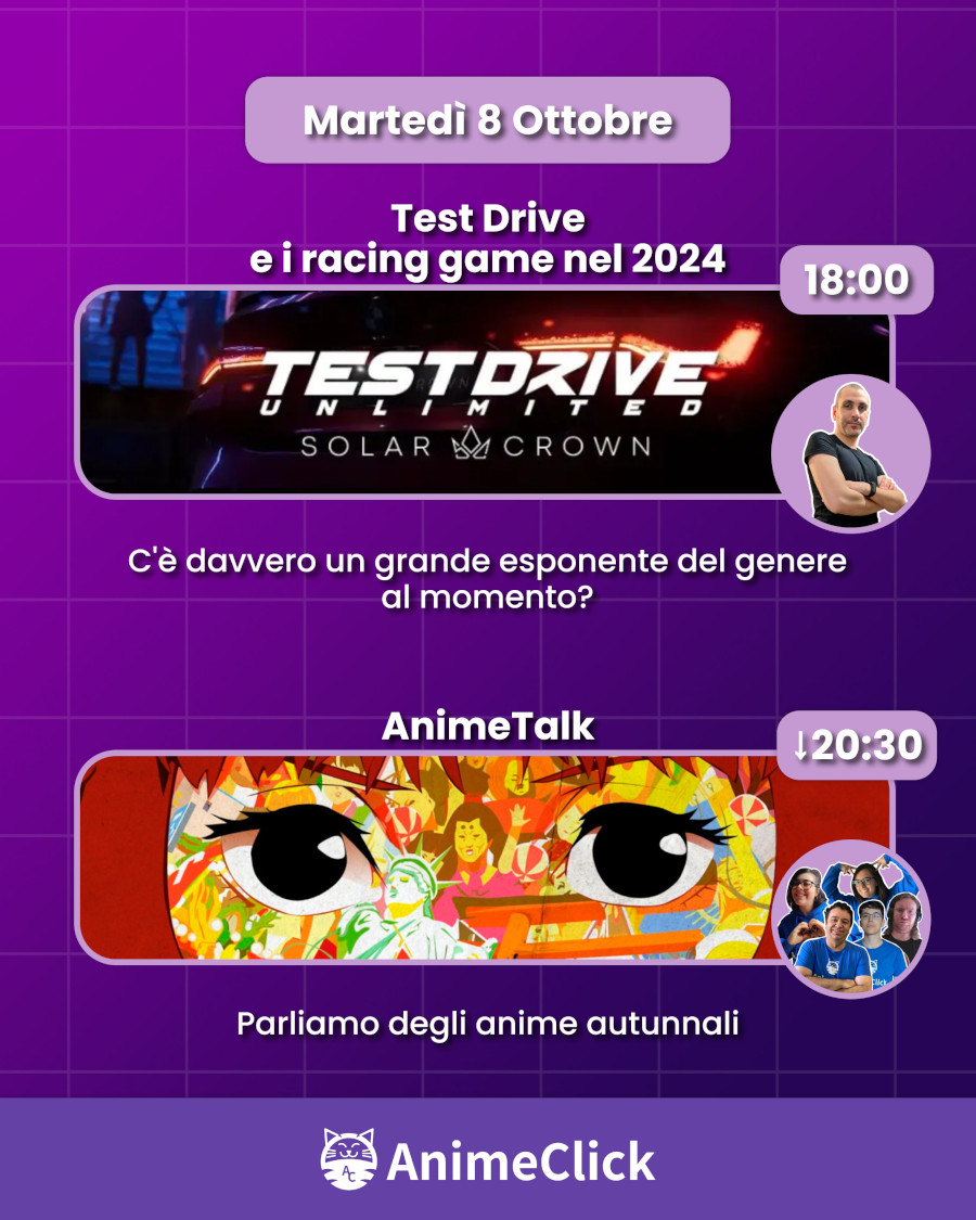 AnimeClick su Twitch: programma dal 7 al 13 ottobre AnimeClick su Twitch: programma dal 7 al 13 ottobre